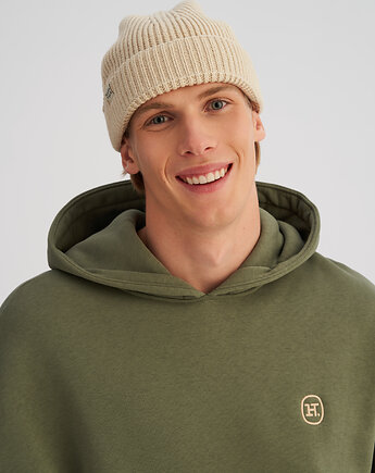 Krótka czapka prążkowana beżowa, HARP TEAM