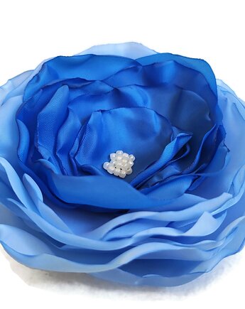 Duża broszka   niebieska 12cm kwiat kwiatek, Made by Joan