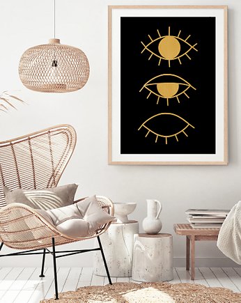 PLAKAT abstrakcyjny mid century boho oko, black dot studio