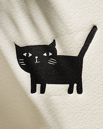 Grafika z Kotem, Linoryt, Czarny Kot, kasiakucwaj