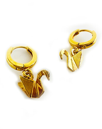 KOLCZYKI ŁABĘDŹ , kolczyki z łabędziami , złote łabędzie, Anemon Atelier