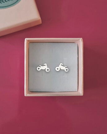 MOTOCYKL - srebro kolczyki sztyfty, COCONUT