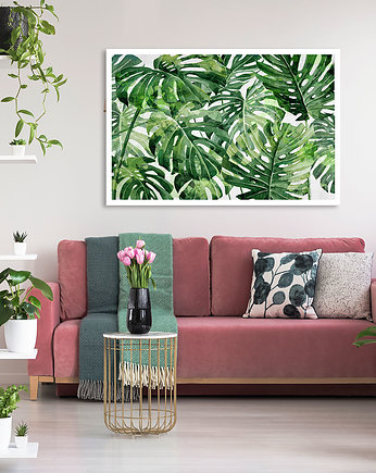 Obraz na płótnie LIŚCIE MONSTERA 80x120cm, LUdesign gallery