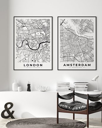 Zestaw plakatów -  mapy miasta skandynawski styl, HOG STUDIO