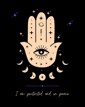 Plakat joga - HAMSA PROTECTION, Moonholi