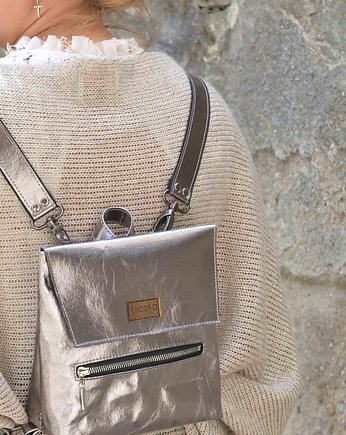 Mały EKO plecak z papieru Small Backpack srebrny, RYCZKA studio kreatywne