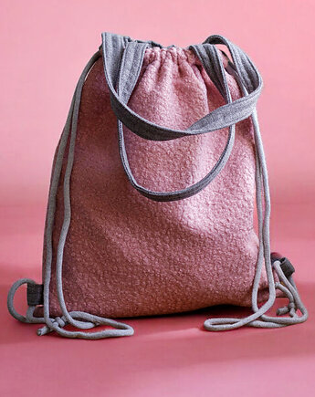 Różowo-szara plecakotorba 2w1 baranek, raspberi