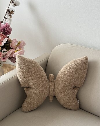 Poduszka Dekoracyjna Motyl Boucle Beżowa, poduszkownia