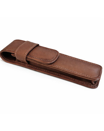 Etui na pióro długopis  podwójne B2brązowe matowe, Lamato