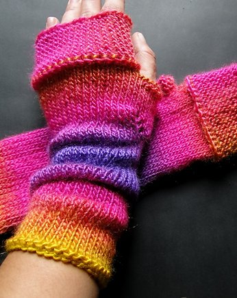 ciepła strona tęczy / mitenki, agat handmade