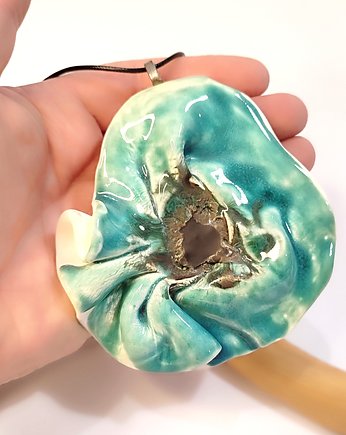 Wisiorek, naszyjnik ceramiczny "Kwiat Maku", maticeramika