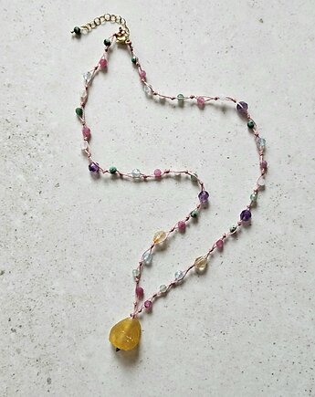 Naszyjnik N56  Cytryn, mix kamieni, Trawelerka