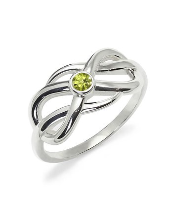 Infinity double - Srebrny pierścionek z oliwinem, Kuźnia Srebra