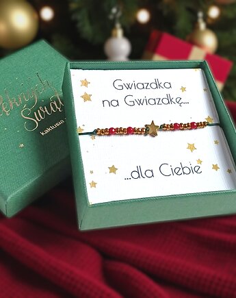 Świąteczna bransoletka - pomysł na prezent - świąteczne pudełko - RED1, kaktusia