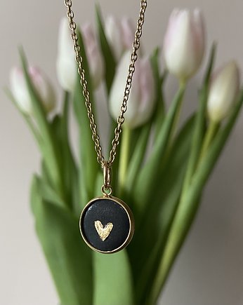 Naszyjnik z ciemnym betonem, stal, k. złoty, CONCRETE.ME jewelry