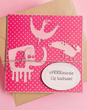 Strasznie Cię kocham - nietypowa kartka walentynkowa, halloweenowa, bez okazji, kaktusia
