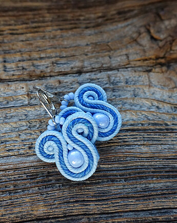 Malutkie  niebieskie kolczyki sutasz, Mró Soutache