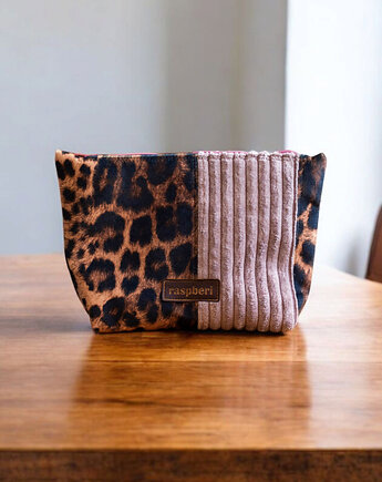 Kosmetyczka MAXI patchwork panterka, raspberi