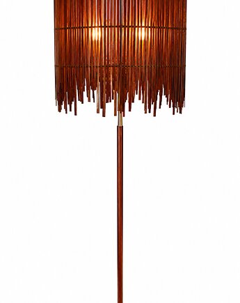 Duńska lampa podłogowa lata 60. Tek, mosiądz i drewno Vintage 2x E27, Relikt design