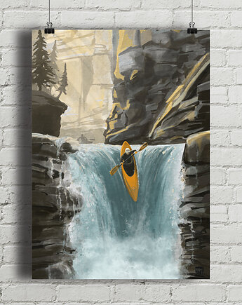 Ekstremalne wyprawy kajakowe - plakat sportowy, minimalmill