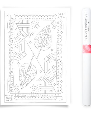 Plakat do Kolorowania Roślina Doniczkowa Monstera Adasonii 50x70cm, Anna Grunduls Design