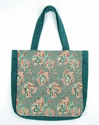 Torba turkusowa z tkaniny vintage, kapotka