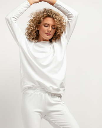 Prosta bluza ze stójką T381, biała, TESSITA