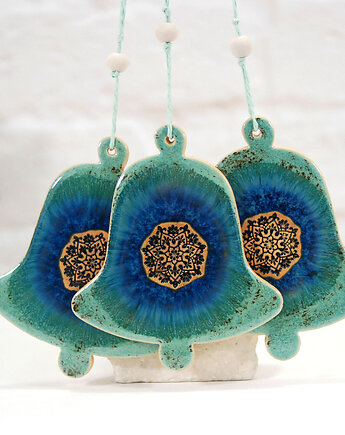 Duży turkusowy dzwonek świąteczny, 10FingersArt