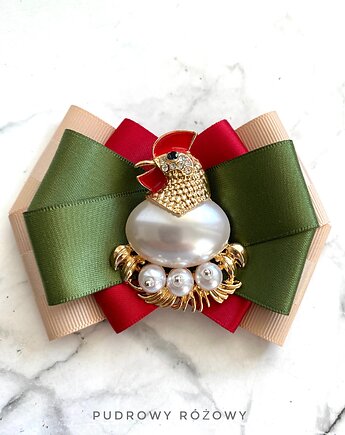 Brosza Wielkanocna z Kurką WIOSNA Kura, Pudrowy Różowy