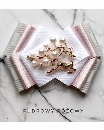 Pudrowa Brosza z Reniferem NEW Święta Mikołajki, Pudrowy Różowy