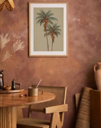 PLAKAT boho  palmy, ilustracja vintage, obraz z palmami, OKAZJE - Prezent na Ślub