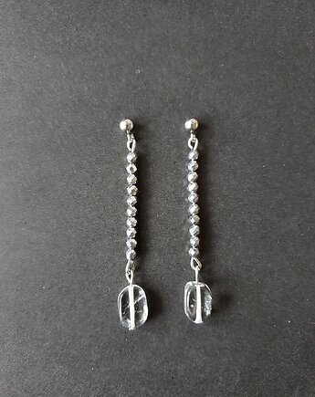 Kolczyki ROOTS  kryształ górski, hematyt, modesign