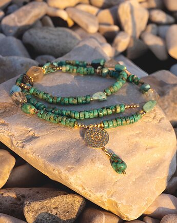 Naszyjnik turkusowa łezka z mandalą