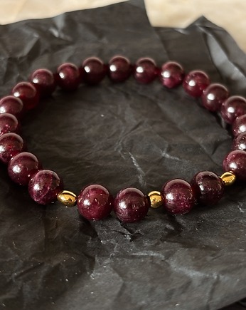 Bransoletka na gumce Granat i Hematyt, Chmolowska Jewellery