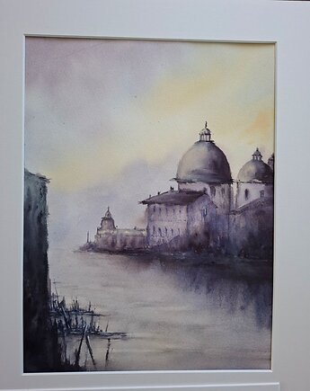 Obraz akwarelowy "Wenecja II/2026" oprawiony w passe-partout 40x50 cm, Betańska Studio