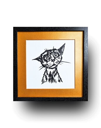 Funny Cat 3 - 20x20cm  - ręcznie malowany akrylami, Catisi