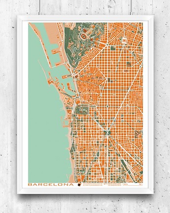 Plakat Barcelona - plan miasta, minimalmill