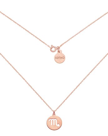 Matowy naszyjnik z różowego złota z zodiakiem Skorpiona, SOTHO