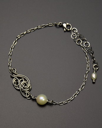 Bransoletka z perłą, perły, wire wrapping, Agata Rozanska