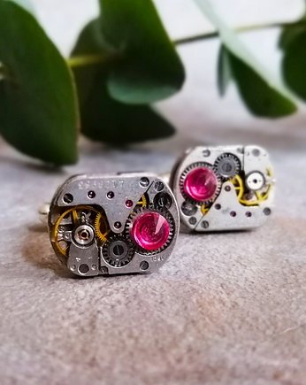 Squares II Pink - Spinki do mankietów STEAMPUNK, DROBINY CZASU