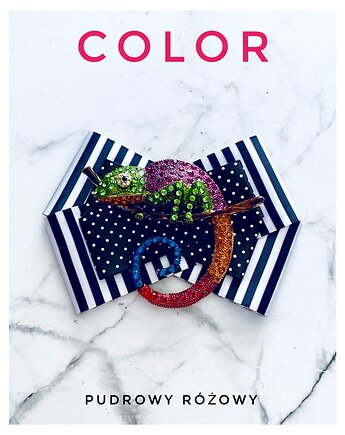 Brosza  z Ogromnym  Kameleonem Kolekcja COLOR, Pudrowy Różowy