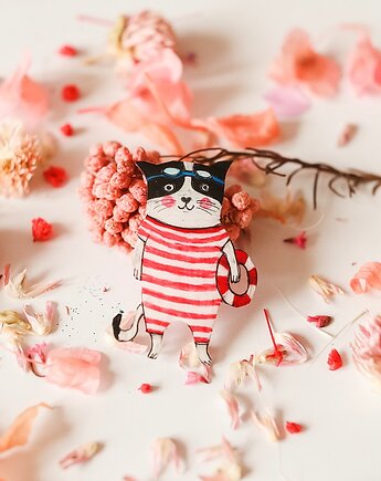 Broszka  Kotka Wiesia plażowiczka