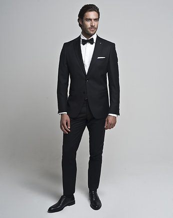 garnitur baia czarny slim fit, BORGIO