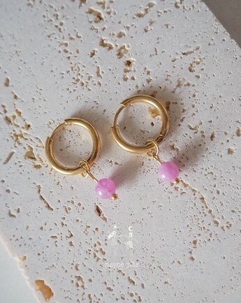 Kolczyki 2w1 z zawieszką z kamienia naturalnego, MAYBEJWLR