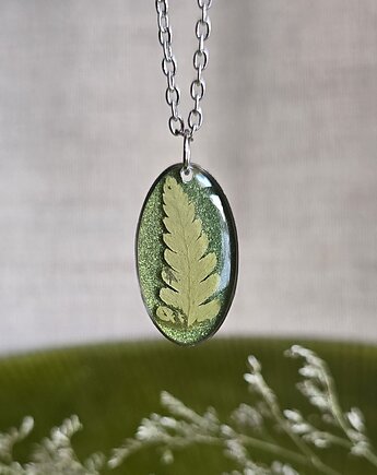 Wieczne kwiaty złota zawieszka paproć, zkwiatem