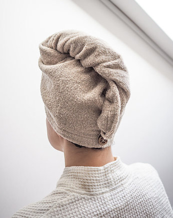 Lniany turban frotte natural, OKAZJE - Prezent na Rocznice ślubu
