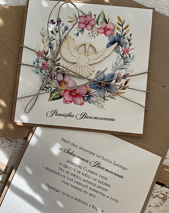 Oryginalna pamiątka bierzmowania - kartka na bierzmowanie życzenia, sorte