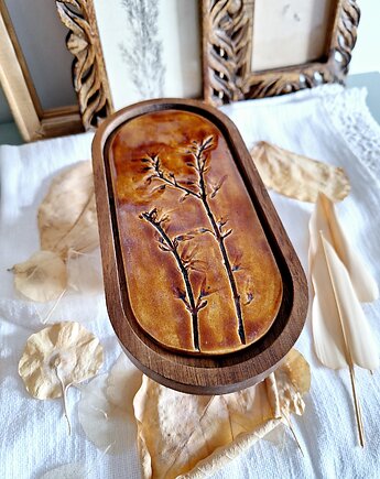 Ceramiczna podstawka w drewnie, Wooden Love