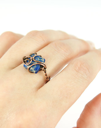 Jaspis pierścionek regulowany, Blue Pearl Art