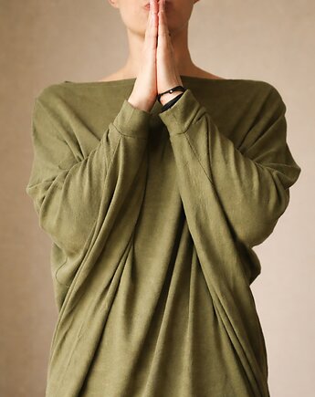 Sweter nietoperz Oliwkowy krótki, ONE MUG A DAY